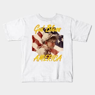 God Bless America, Child and Flag Kids T-Shirt